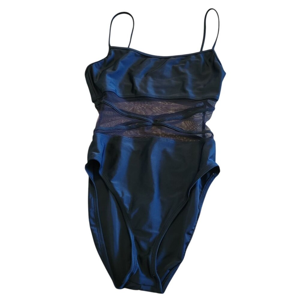 Anne Cole Black One Piece Bathing Suit Women’s Size 12 Sheer Panels‎
